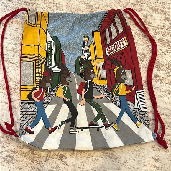 Colorful Drawstring Backpack with Street Art Design - Picture 1 of 3